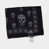 Écharpe Skull - Alexander McQueen - Laine - Noir