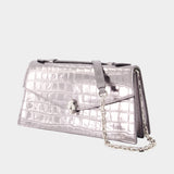 Pochette Skull Top Handle - Alexander McQueen - Cuir - Argenté
