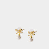 Boucles D'oreilles Bow Pearl - SELF PORTRAIT - Métal - Doré