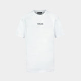 T-Shirt Writing Embroidery - Versace - Coton - Blanc