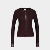 Cardigan Contrasted - Courreges - Laine - Bordeaux