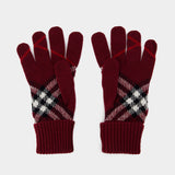 Gants Core Check - Burberry - Cachemire - Bordeaux