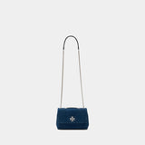 Sac Kira Diamond Quilt Small Convertible - Tory Burch - Cuir - Bleu