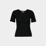 T-Shirt Compact Pointelle Rib B - Ganni - Coton - Noir