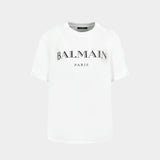 T-Shirt Vintage Print Reg Fit - Balmain - Coton - Blanc