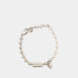 Bracelet Skl & Pearl - Alexander McQueen - Métal - Argenté