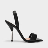 Sandales en Cuir Noir et Argenté