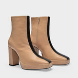 Bottes Crossing The Line Ankle en Cuir Beige et Noir