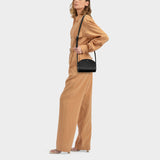 Sac Demi-Lune Mini Noir en cuir de veau lisse