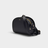 Sac Demi-Lune Mini Noir en cuir de veau lisse