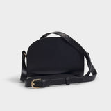 Sac Demi-Lune Mini Noir en cuir de veau lisse