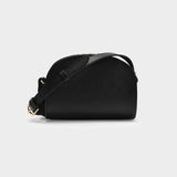 Sac Demi-Lune Mini Noir en cuir de veau lisse