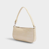 Sac Hobo Rachel - By Far - Cuir Embossé Croco - Crème