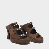 Sandales Chaka en Cuir Velours Marron