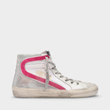 Sneakers Slide en Cuir Blanc/Multicolore