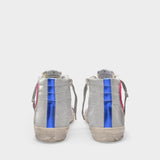 Sneakers Slide en Cuir Blanc/Multicolore