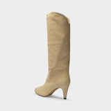 Bottes Laylis en Cuir Velours Beige