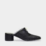 Mules à Talons en Cuir Noir