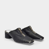 Mules à Talons en Cuir Noir