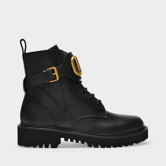 Bottines Combat Boot T.35 en Cuir Noir