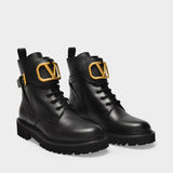 Bottines Combat Boot T.35 en Cuir Noir