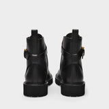Bottines Combat Boot T.35 en Cuir Noir