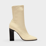 Bottes Hautes Lesly Bicolore en Cuir Beige et Noir