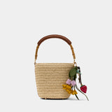 Sac À Main Charm Bucket - SELF PORTRAIT - Raphia - Marron