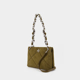 Sac Porté Épaule Kira Diamond Small - Tory Burch - Cuir - Vert