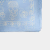 Écharpe Ca Skull - Alexander McQueen - Soie - Bleu