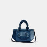Cabas Small Trapeze - Ganni - Coton - Bleu