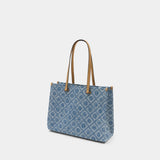 Cabas T-Monogram - Tory Burch - Coton - Bleu