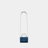 Sac À Main Kira Diamond Mini Top Handle - Tory Burch - Cuir - Bleu
