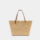 Sac À Main Ella Straw Large - Tory Burch - Raphia - Beige
