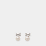 Boucles D'oreilles Crystal Bow Back - SELF PORTRAIT - Perles - Argenté