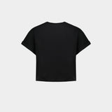 T-Shirt Vintage Print Crop - Balmain - Coton - Noir