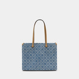 Cabas T-Monogram - Tory Burch - Coton - Bleu