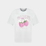 T-Shirt Raspberry - Ganni - Coton - Blanc
