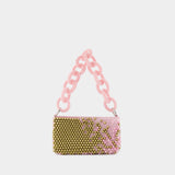 Sac Baguette Denim - Germanier - Perles - Dorée/Rose
