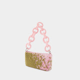 Sac Baguette Denim - Germanier - Perles - Dorée/Rose