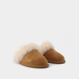 Scuff Sis en Shearling Marron