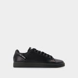 Baskets Orion Beige en Cuir Noir