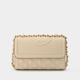 Sac Fleming Small Convertible Shoulder en Cuir Beige