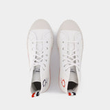 Baskets Collegiate High Top en Cuir Blanc