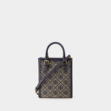 Sac À Main T Monogram Mini - Tory Burch - Coton - Tory Navy
