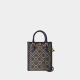 Sac À Main T Monogram Mini - Tory Burch - Coton - Tory Navy