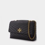 Sac Kira Chevron Medium en Cuir Noir