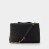 Sac Kira Chevron Medium en Cuir Noir