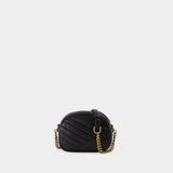 Sac Hobo Kira Chevron Small Camera - Tory Burch - Cuir - Noir