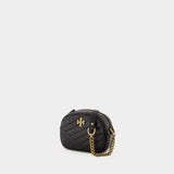 Sac Hobo Kira Chevron Small Camera - Tory Burch - Cuir - Noir